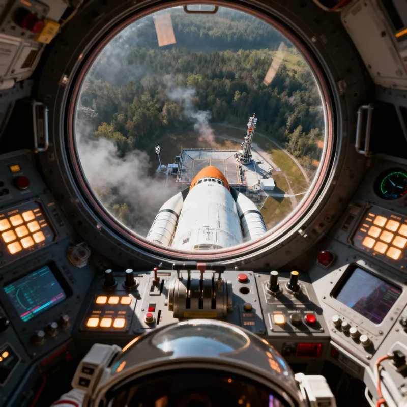 Inside Rocket Cockpit: Astronaut's View of Nature
