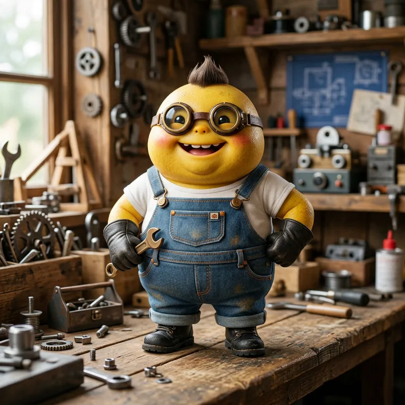 Cheerful Minion - Yellow Imaginary Character with Goggles