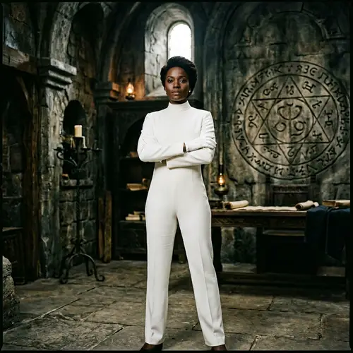 Elegant Secret Group Member in All-White Suit