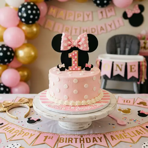 Minnie Mouse Themed 8 Inch Smash Cake