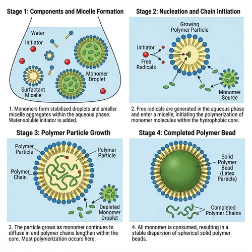 Emulsion Polymerization: Detailed Scientific Illustration