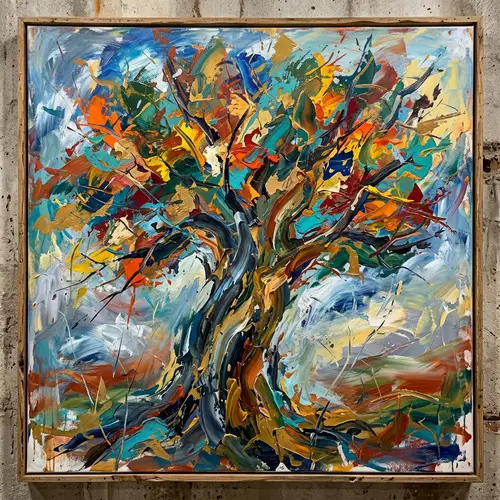 Abstract Tree Painting Art for Home Decor