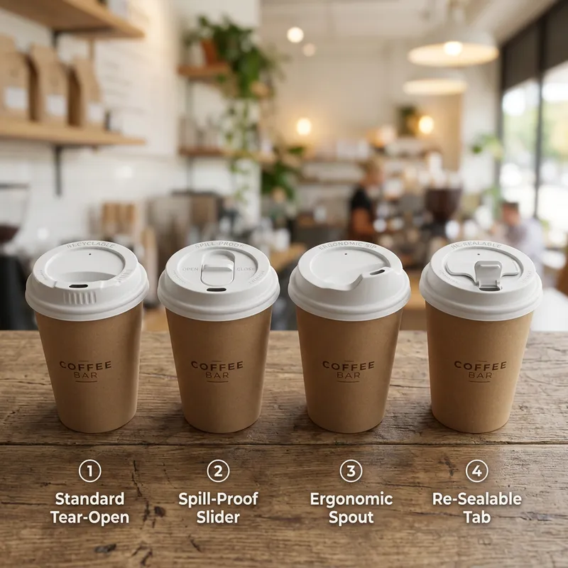 3D Paper Cup Lid Design with Drinking Hole Variations - Creative Options