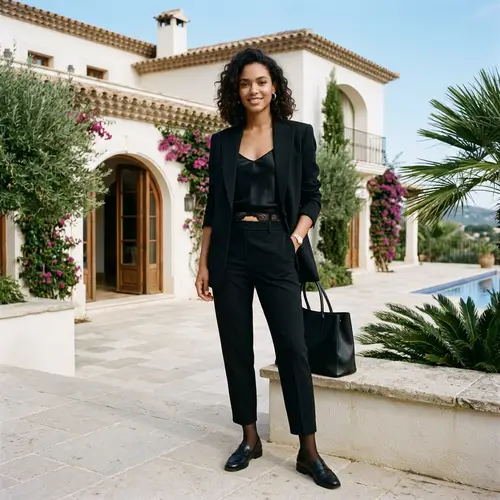 Elegant Model in Black Lingerie by Luxury Villa