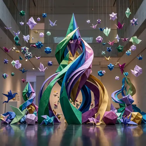 Stunning 3D Abstract Origami Art Scene