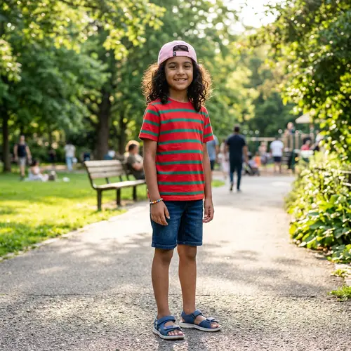 Stylish South Asian Boy in Red Shirt with Trendy Accessories
