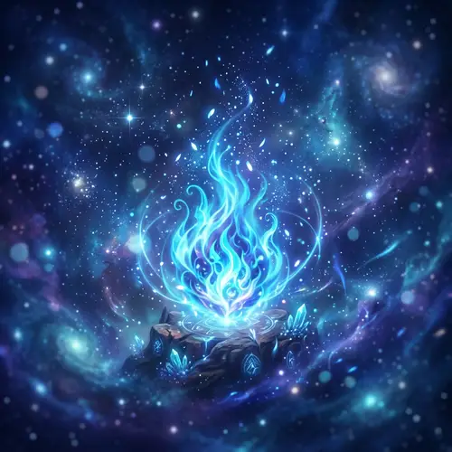 Mystical Blue Flame Fantasy Background