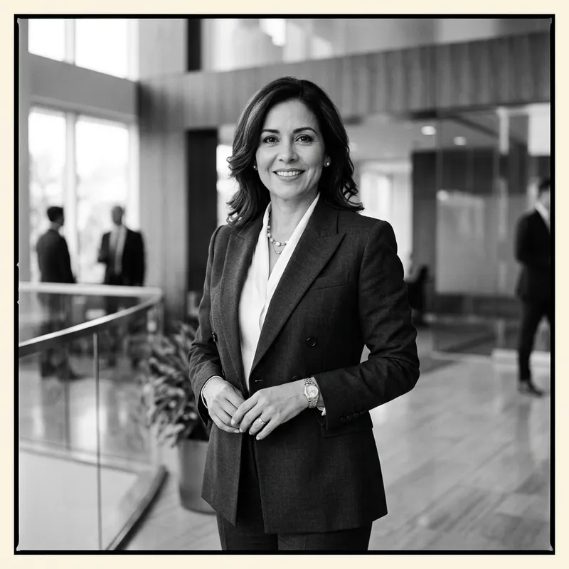 Sophisticated Hispanic Businesswoman in Tailored Power Suit Sophisticated Hispanic Businesswoman in Tailored Power Suit