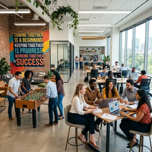 Vibrant Office Environment Fostering Diversity and Teamwork