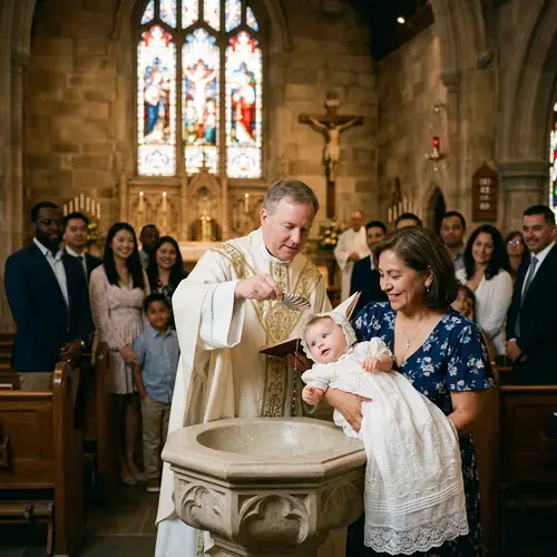 Beautiful Baptism Ceremony in Traditional Church - Heartwarming Moment