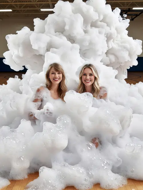 Taylor Swift & Hilary Duff's Fun Foam Party Shoot