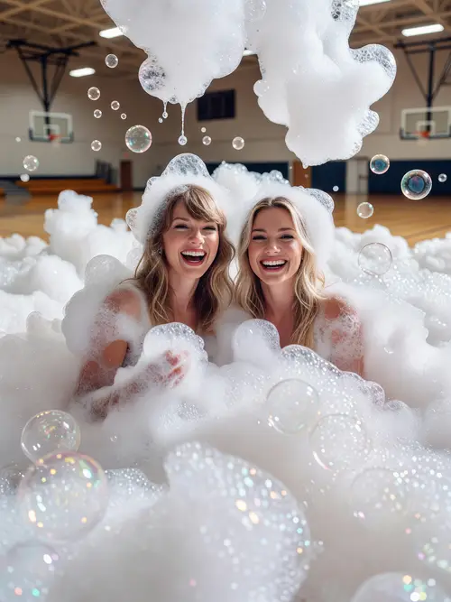 Taylor Swift & Hilary Duff's Epic Foam Party Photoshoot