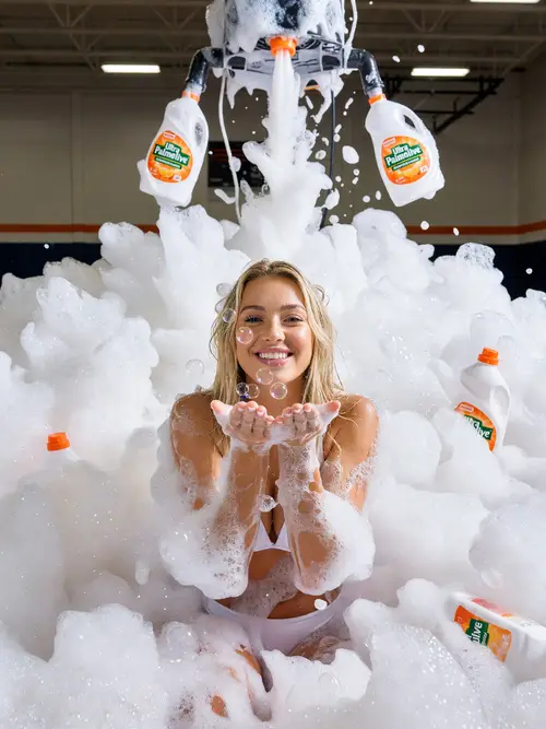 Stunning Foam Party Photoshoot with Flirty Smiles