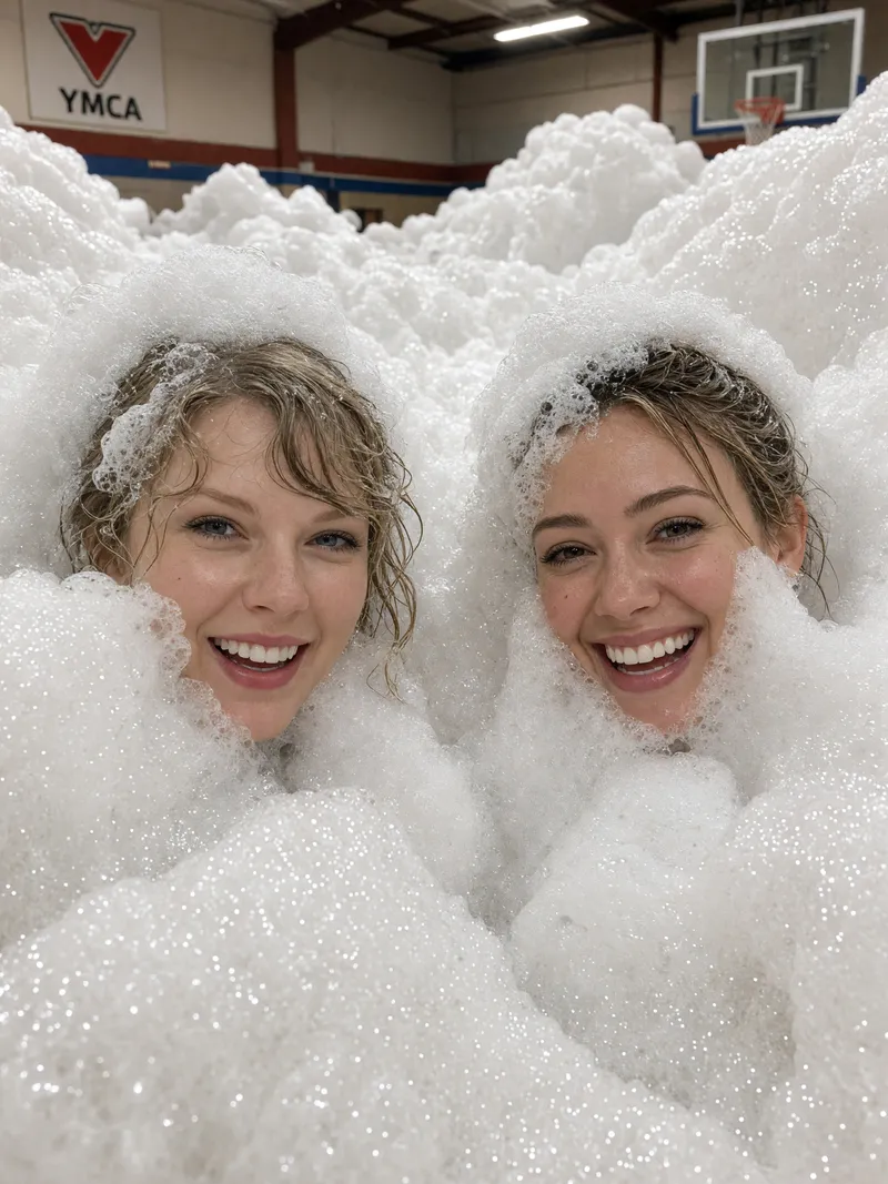 Taylor Swift & Hilary Duff at Epic Foam Party Taylor Swift & Hilary Duff at Epic Foam Party
