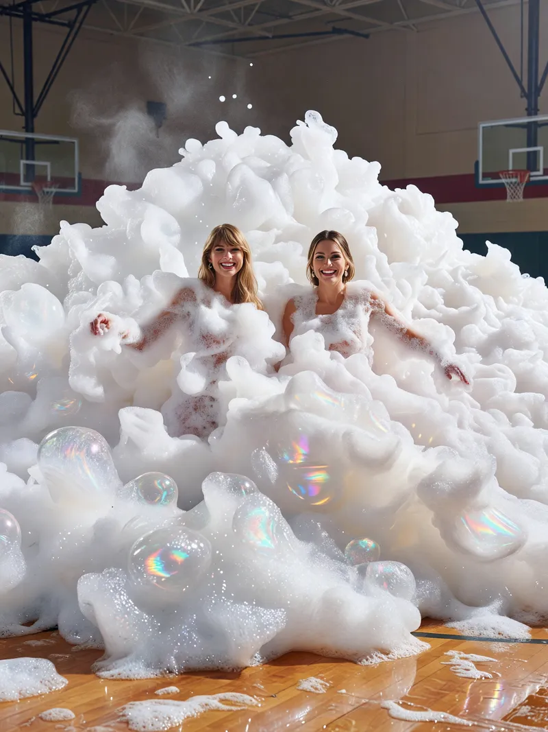 Taylor Swift & Hilary Duff: Foam Party Fun Taylor Swift & Hilary Duff: Foam Party Fun