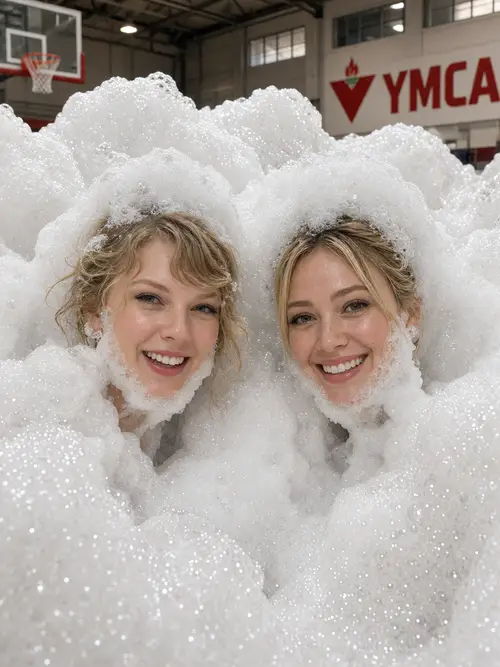 Taylor Swift & Hilary Duff at Epic Foam Party
