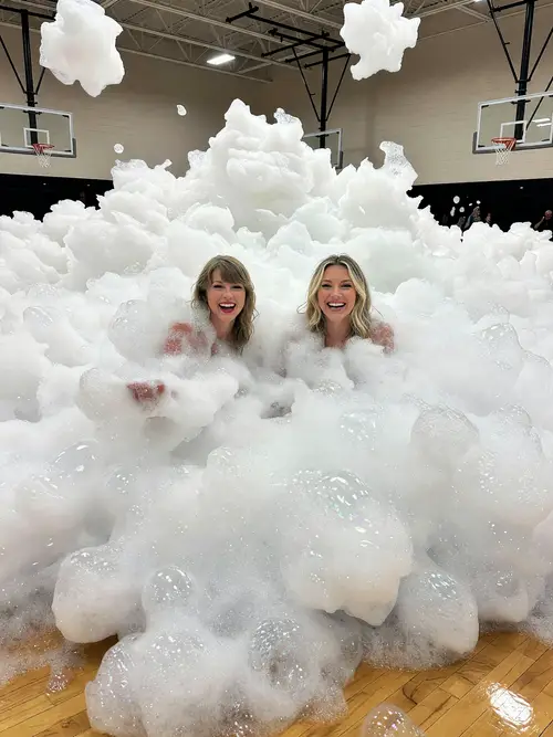 Taylor Swift & Hilary Duff's Fun Foam Party Photoshoot