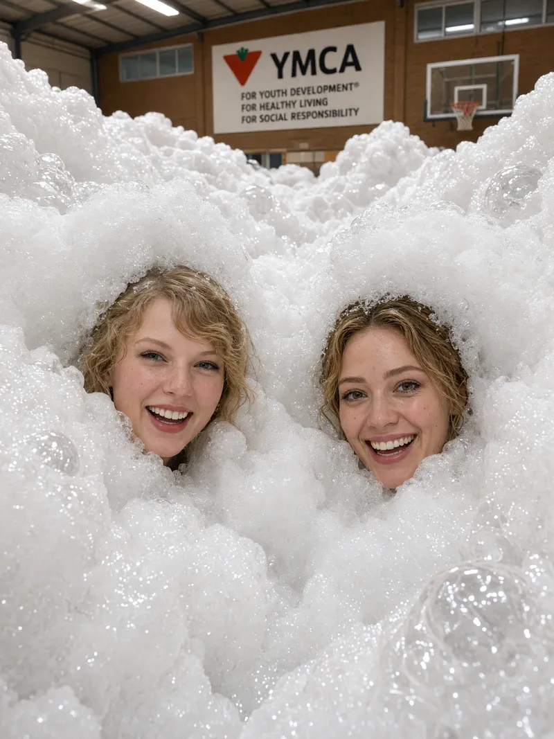 Taylor Swift & Hilary Duff: Fun Foam Party Photoshoot Taylor Swift & Hilary Duff: Fun Foam Party Photoshoot