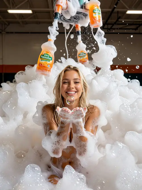 Epic Foam Party Photoshoot with Blushing Beauty
