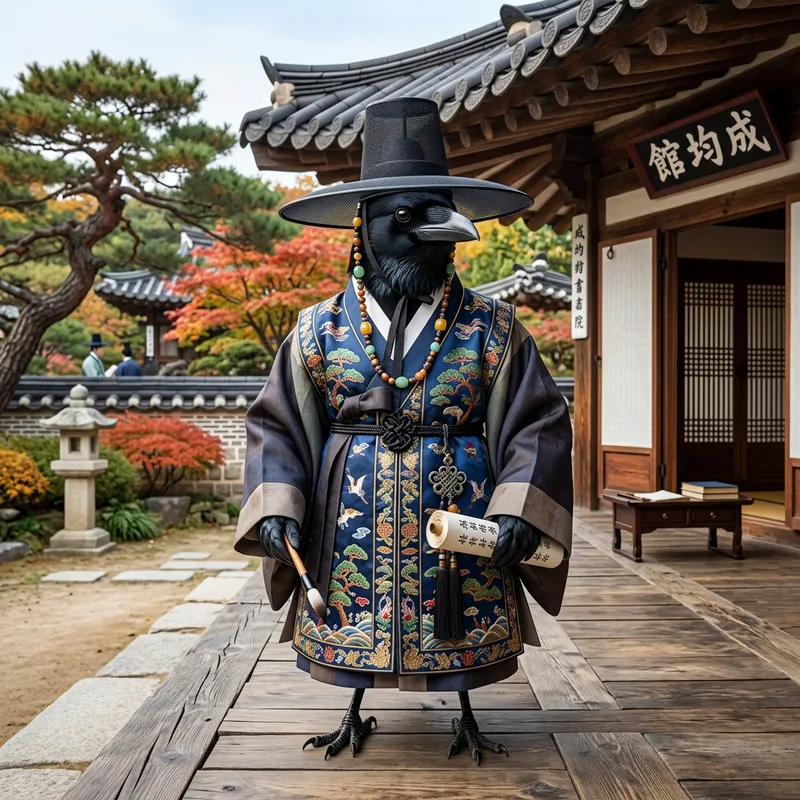 Intelligent Crow in Joseon Scholar Attire