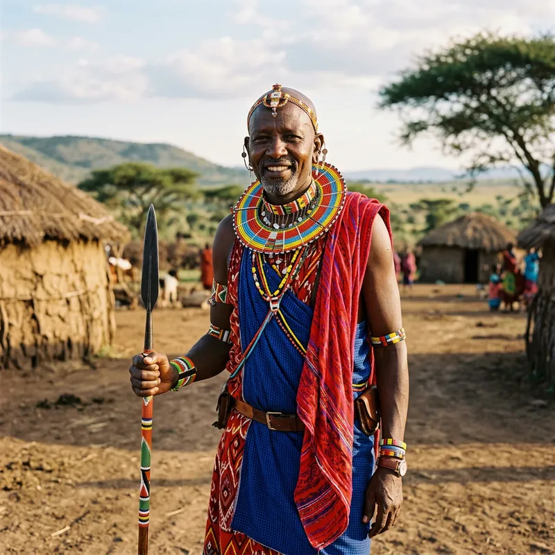 Kenyan Bald Man in Tribal Attire | Vibrant Ethnic Fashion