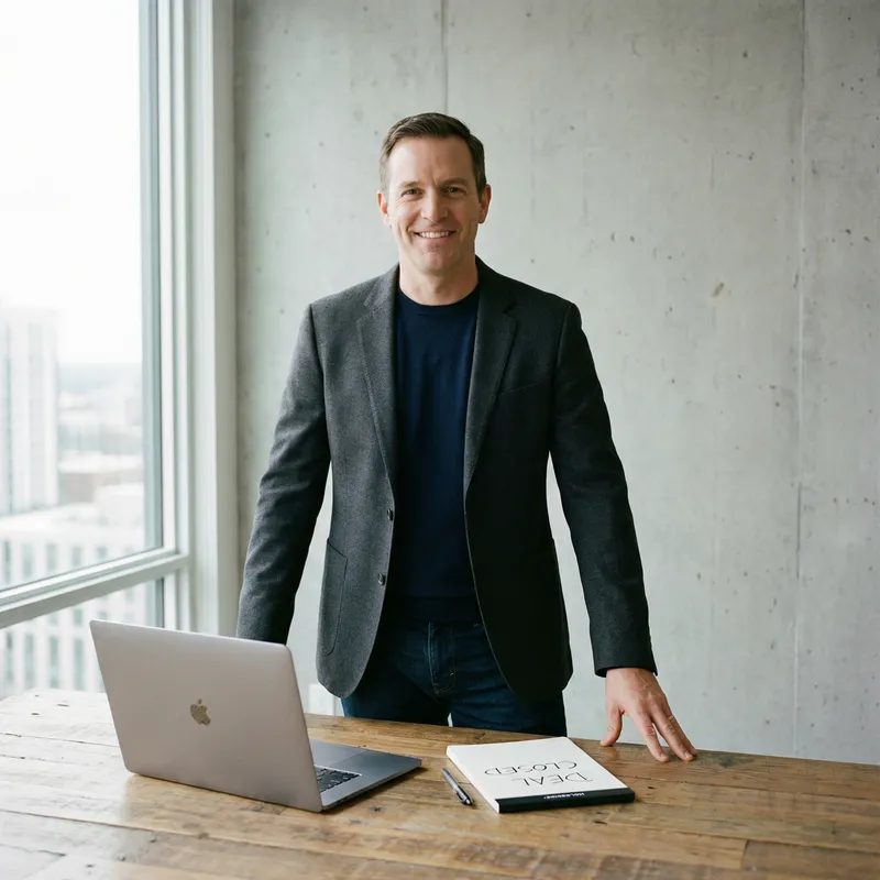 Confident Minimalist Entrepreneur in Smart-Casual Style