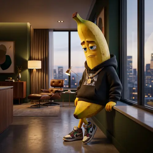 Ultra Realistic Banana Character in Luxury Streetwear