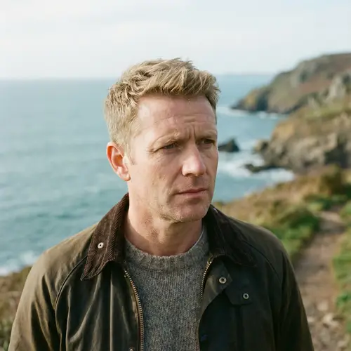 Thoughtful Mid-Aged Man with Blonde Hair