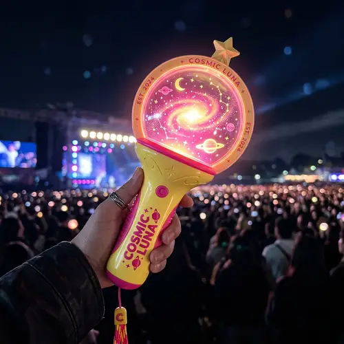 Kpop Lightstick: Cosmic Design in Baby Yellow & Hot Pink