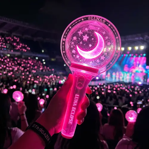 Vibrant Hot Pink Kpop Lightstick with Moon Design