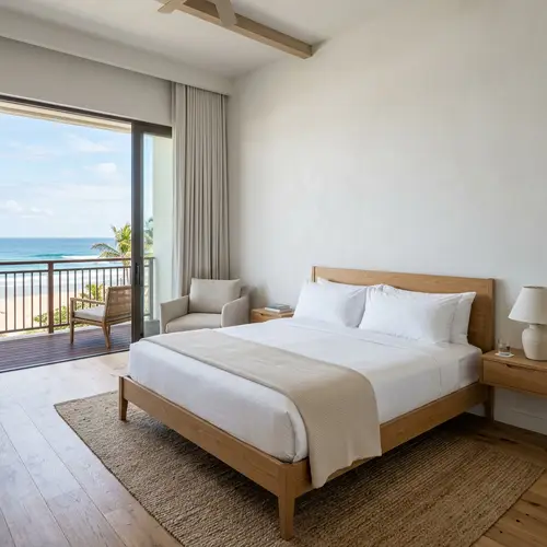 Beachside Hotel Room with a Cozy Bed