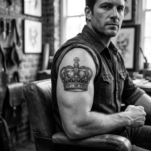 Detailed Crown Tattoos - Majestic Black and Gray Design