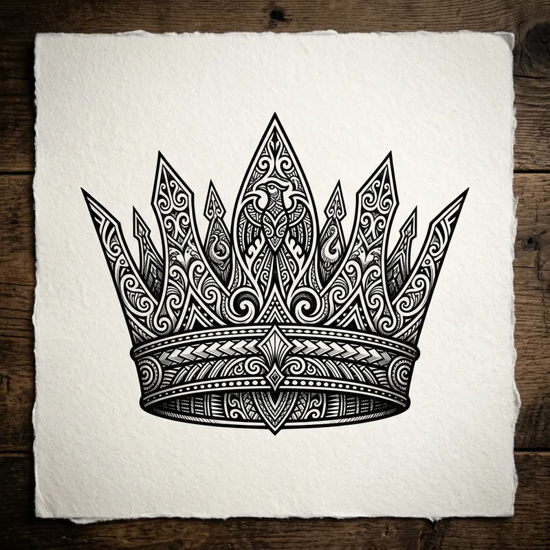 Intricate Tribal Crown Tattoo Design | Hidden Placement