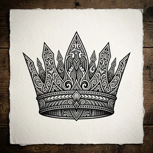Unique Tribal Crown Tattoo Design | Below Waistline | Ancient Art Style