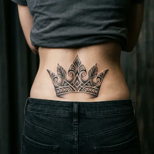 Unique Tribal Crown Tattoo Design - Primal & Sacred Artwork