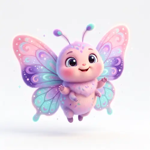 Adorable Pink Purple Aqua Baby Butterfly Art