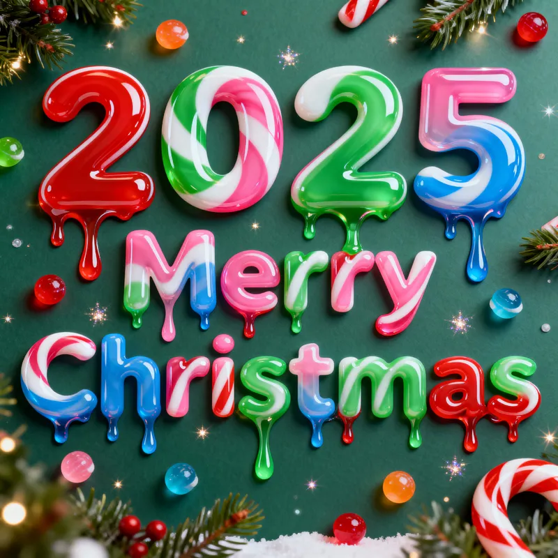 2025 Merry Christmas Pattern - Glossy Candy Style