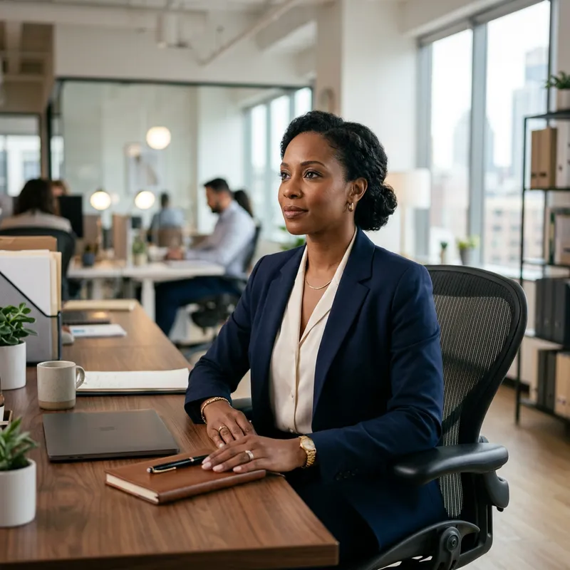 Confident Black Woman in 40s | Professional Office Confident Black Woman in 40s | Professional Office