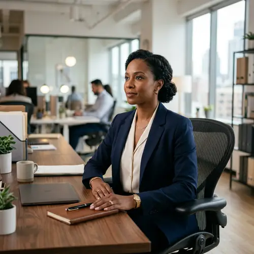 Elegantly Poised Black Woman in Forties | Office Setting