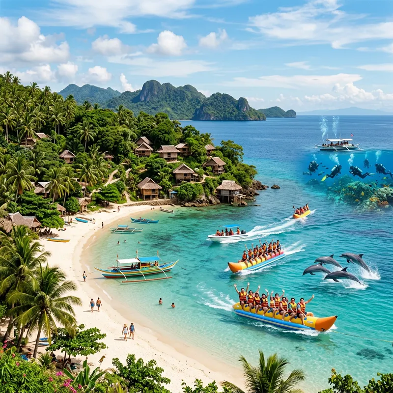 Visayas Scenic Landmarks - Native Huts, Sandy Beach & Dive Site