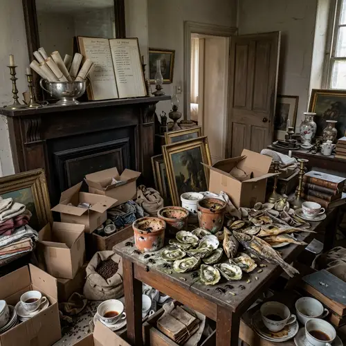 Antiquated Room Filled with Rotting Delicacies and Colonial Goods