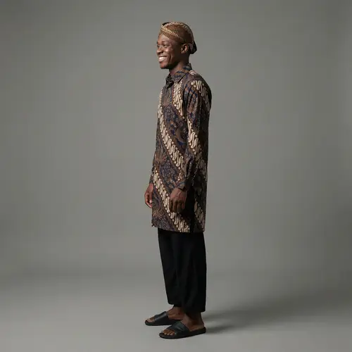 Hyper-Realistic Black Man in Javanese Traditional Clothes | HD Image