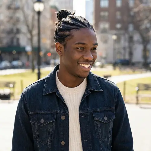 Handsome Young Black Man with Braided Hair