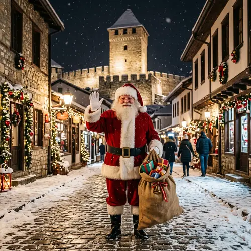 Traditional Santa Claus in Vushtrri: Festive Atmosphere