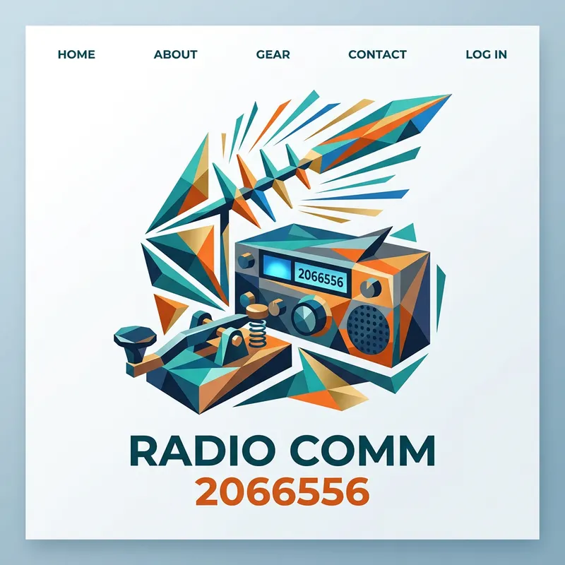 Modern Cubist Logo: Vintage Morse Key & Yagi Antenna
