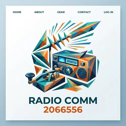 Modern Cubist Logo: Vintage Morse Key & Yagi Antenna