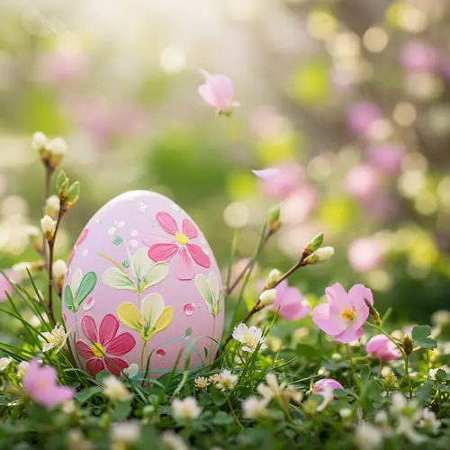 Enchanting Easter Egg in Blooming Spring Garden
