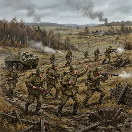 Historical Military Skirmish on Eastern European Terrain