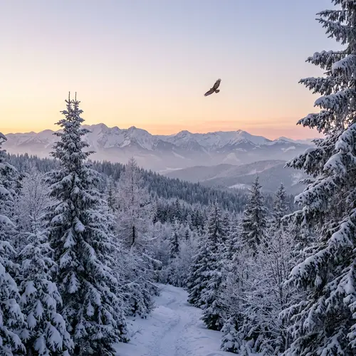 Enchanting Winter Forest in Gradient Tones