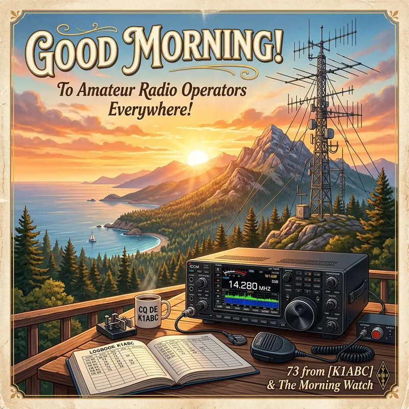 Radiant 'Good Morning' Postcard for Radio Enthusiasts